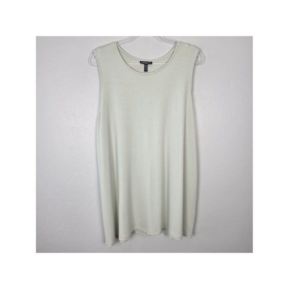 Eileen Fisher Tank Top Tunic Viscose Stretch Sleeveless Light Green Size 2X